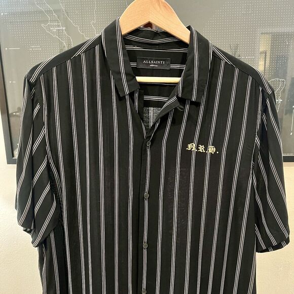 All Saints - Folsom Short Sleeve Shirt (#MS076M) - Black - Picture 5 of 7